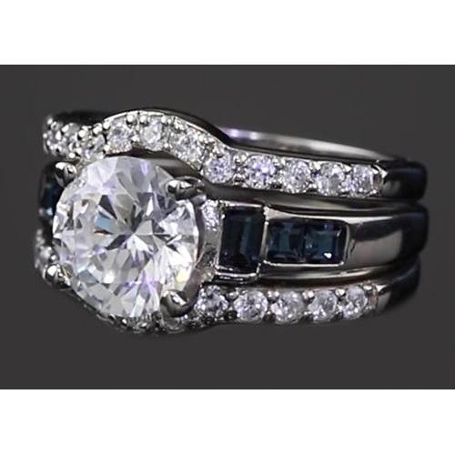 Anello di fidanzamento da 4.50 carati con diamanti rotondi e zaffiro verde blu - harrychadent.it