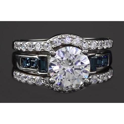 Anello di fidanzamento da 4.50 carati con diamanti rotondi e zaffiro verde blu - harrychadent.it
