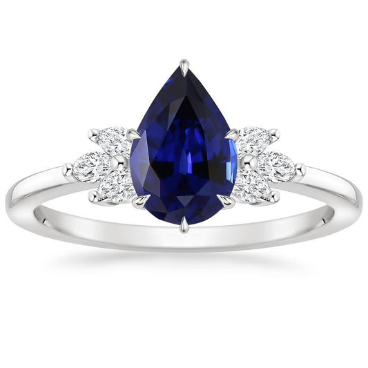 Anello di fidanzamento da donna con diamante e pera con zaffiro dello Sri Lanka 7.25 carati - harrychadent.it