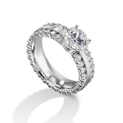 Anello di fidanzamento da donna con diamante rotondo 4,70 carati in oro bianco 14K