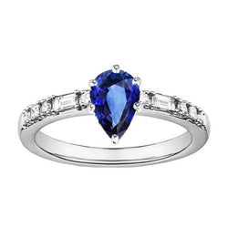 Anello di fidanzamento da donna con diamante zaffiro blu e accenti di diamante 2 carati