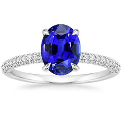 Anello di fidanzamento da donna con diamante zaffiro di Ceylon con accenti 6 carati