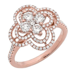 Anello di fidanzamento da donna con diamanti tondi scintillanti 1.07 carati in oro rosa 18K
