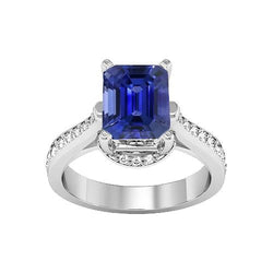 Anello di fidanzamento da donna con montatura a cattedrale di zaffiro smeraldo da 2,50 carati