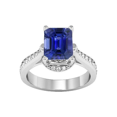 Anello di fidanzamento da donna 2.50 carati Emerald Sapphire Cathedral Setting - harrychadent.it