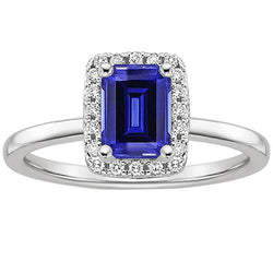 Anello di fidanzamento da donna con smeraldo. zaffiro dello Sri Lanka e diamante 4 carati
