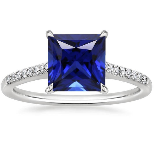 Anello di fidanzamento da donna in oro rosa con zaffiro blu e diamanti 5.50 carati - harrychadent.it