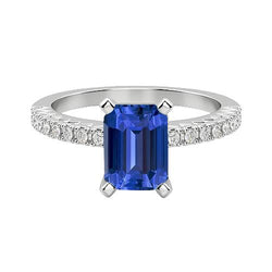 Anello di fidanzamento diamante rotondo zaffiro dello Sri Lanka taglio smeraldo 3 carati