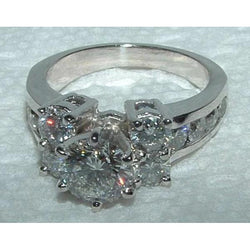 Anello di fidanzamento e fascia con diamante incastonato in oro bianco 4.76 carati 14K