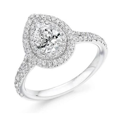 Anello di fidanzamento con diamante a pera da 3,35 carati oro bianco - harrychadent.it