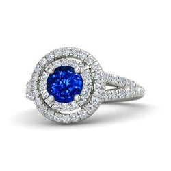 Anello di fidanzamento in oro 14K con zaffiro dello Sri Lanka e diamante da 4,25 carati