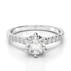 Anello di fidanzamento in oro bianco 14 carati con accenti di diamanti da 2.85 carati