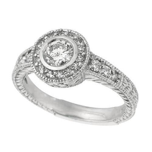 Anello di fidanzamento in oro bianco 14 carati con castone e diamanti rotondi da 1.50 carati - harrychadent.it