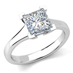 Anello di fidanzamento in oro bianco 14 carati con diamante taglio principessa 1 carato