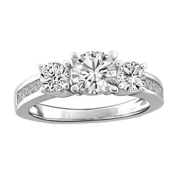 Anello di fidanzamento in oro bianco 14 carati con diamante taglio rotondo 3,50 carati