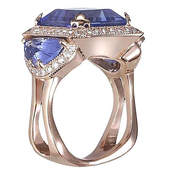 Anello di fidanzamento in oro bianco 14 carati con diamanti rotondi tanzanite da 6,01 ct - harrychadent.it