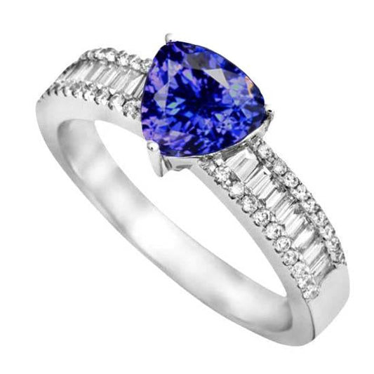 Anello di fidanzamento in oro bianco 14 carati con diamanti tanzanite da 4,01 ct - harrychadent.it