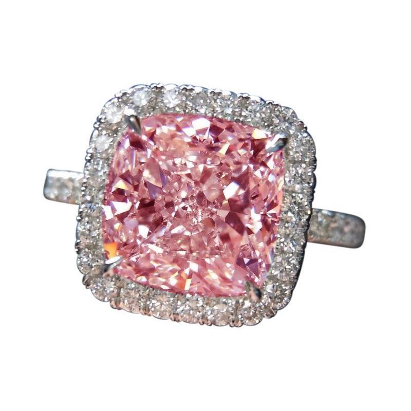 Anello di fidanzamento in oro bianco 14 carati con gemma di zaffiro rosa 5 carati - harrychadent.it