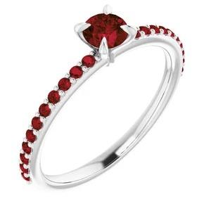 Anello di fidanzamento in oro bianco 14 carati con rubini birmani accentati 0.95 carati - harrychadent.it