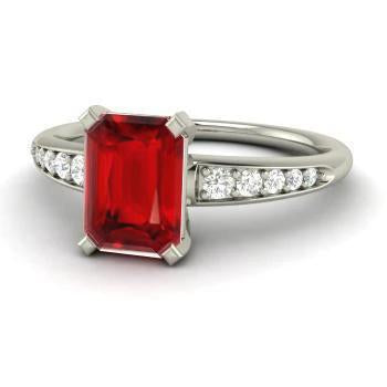Anello di fidanzamento in oro bianco 14 carati con rubini rossi e diamanti da 4,35 carati - harrychadent.it