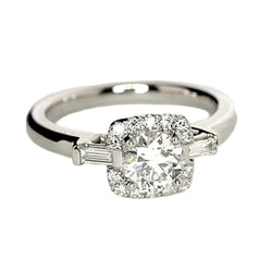 Anello di fidanzamento in oro bianco 14 carati con tre diamanti in pietra da 1.35 carati