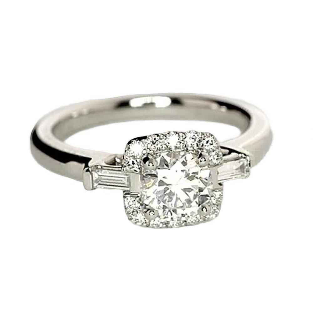 Anello di fidanzamento in oro bianco 14 carati con tre diamanti in pietra da 1.35 carati - harrychadent.it