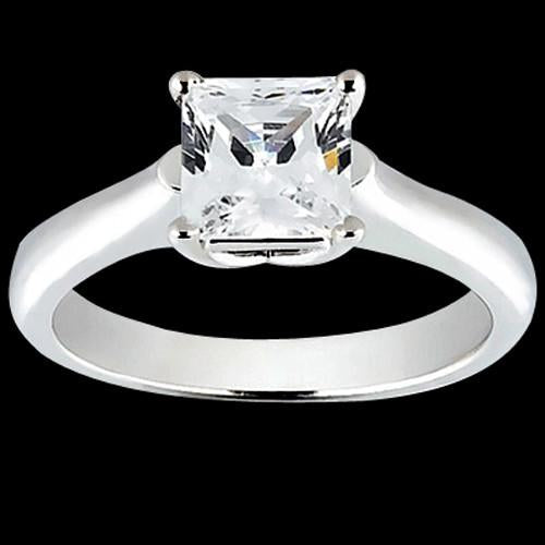 Anello di fidanzamento in oro bianco 14 carati. con diamante solitario da 1 carato taglio princess - harrychadent.it