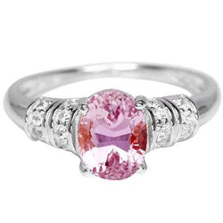 Anello di fidanzamento in oro bianco 14K 16.75 carati con Kunzite rosa con diamante