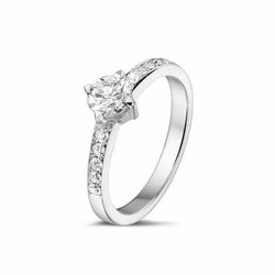 Anello di fidanzamento in oro bianco 14K 1,75 carati con diamanti taglio rotondo Nuovo