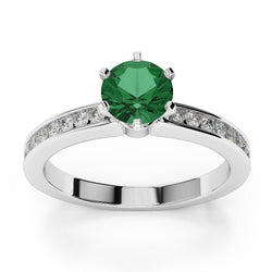 Anello di fidanzamento in oro bianco 14K 3.40 ct con smeraldo verde e diamanti Novità