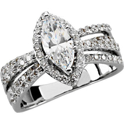 Anello di fidanzamento in oro bianco 14K . con diamanti tondi e marquise da 2.75 carati