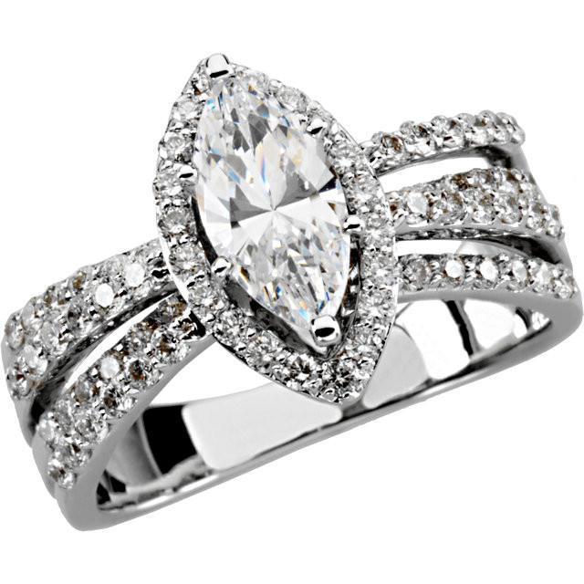 Anello di fidanzamento in oro bianco 14K . con diamanti tondi e marquise da 2.75 carati - harrychadent.it