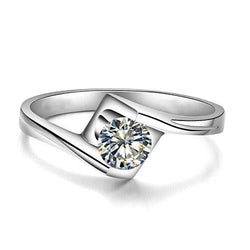 Anello di fidanzamento in oro bianco 14K con diamante solitario taglio brillante da 1,25 ct