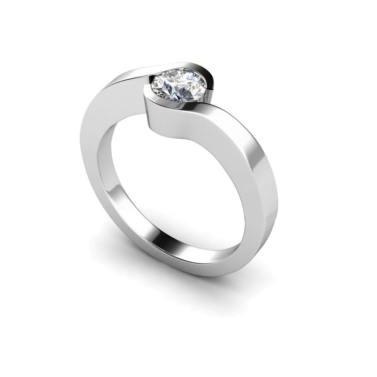 Anello di fidanzamento in oro bianco 14 carati con diamante taglio rotondo da 1 carato - harrychadent.it