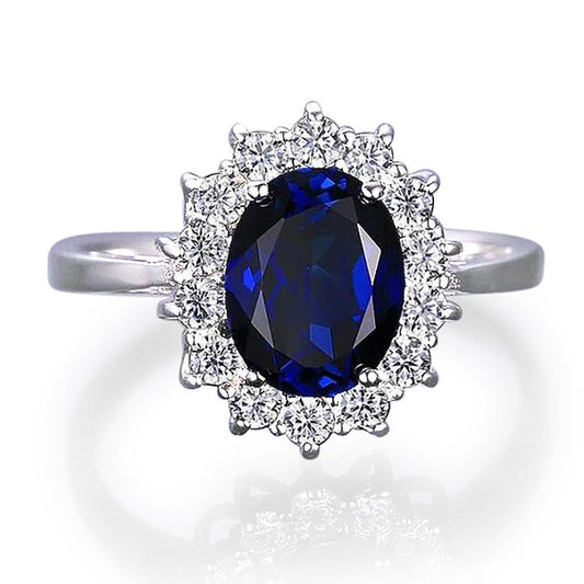 Anello di fidanzamento in oro bianco 14K con zaffiro e diamanti da 8.75 ct - harrychadent.it