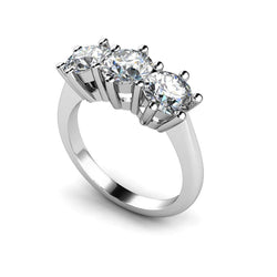 Anello di fidanzamento in oro bianco con 3 diamanti a taglio rotondo da 3,75 carati