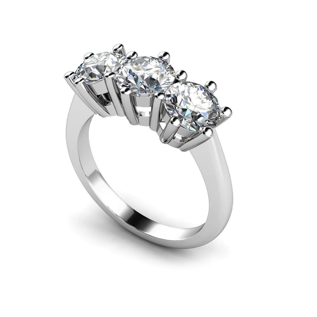 Anello di fidanzamento in oro bianco con 3 diamanti a taglio rotondo da 3,75 carati - harrychadent.it