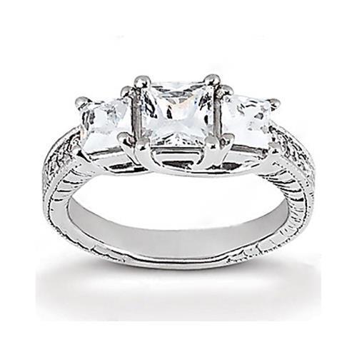 Anello di fidanzamento in oro bianco con 3 pietre di diamante taglio principessa 2.43 carati - harrychadent.it