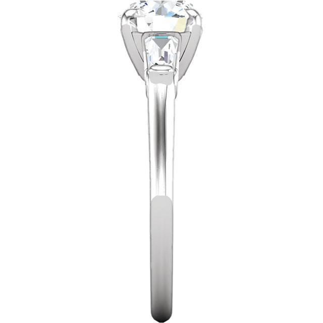 Anello di fidanzamento in oro bianco con 3 pietre di diamante tondo e baguette da 2 ct - harrychadent.it