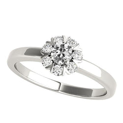 Anello di fidanzamento in oro bianco con diamante Halo vecchio taglio Star Style 2,25 carati