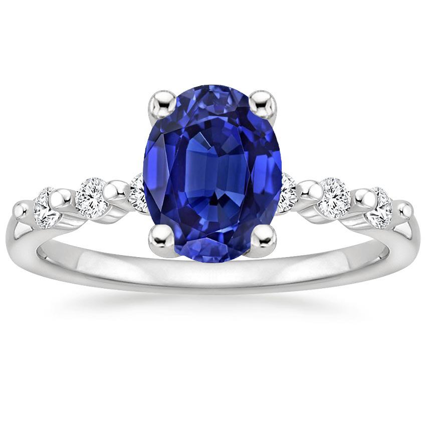 Anello di fidanzamento in oro bianco con diamante zaffiro blu ovale 4.50 carati - harrychadent.it