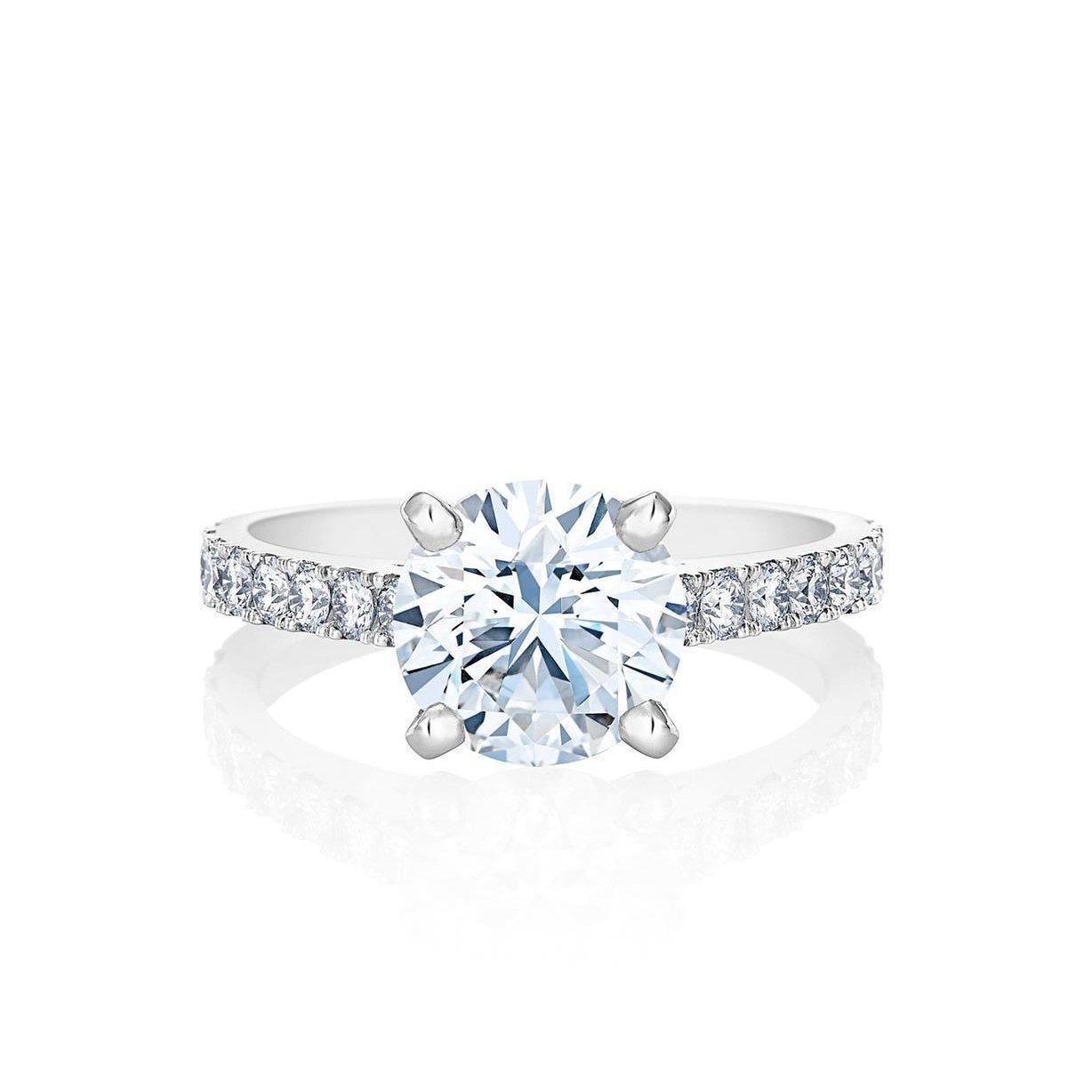 Anello di fidanzamento in oro bianco con diamanti a taglio rotondo da 3,40 ct Novità - harrychadent.it
