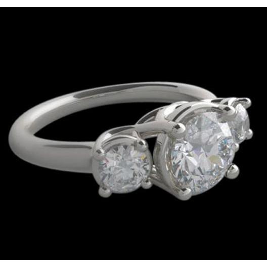 Anello di fidanzamento in oro bianco con tre pietre di diamante lucidato a 4 carati - harrychadent.it