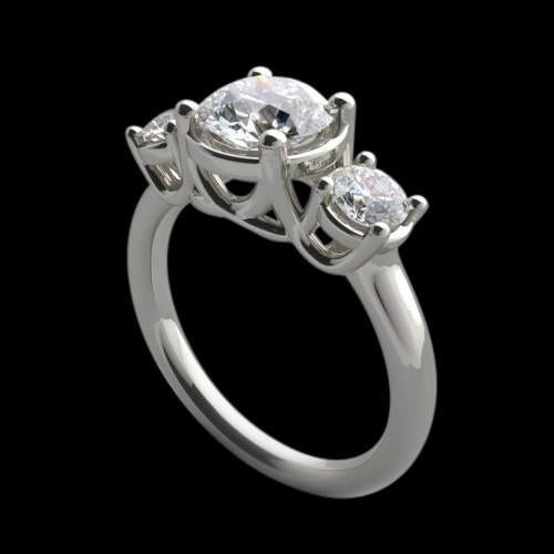 Anello di fidanzamento in oro bianco con tre pietre di diamante lucidato a 4 carati - harrychadent.it