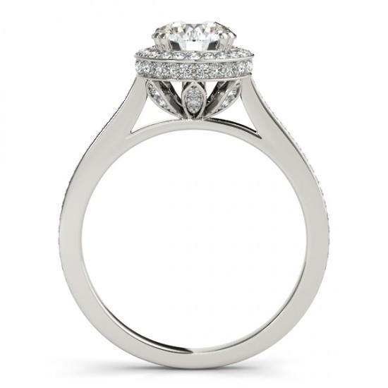 Anello di fidanzamento in oro bianco massiccio 14 carati con diamanti rotondi Halo da 2.25 carati - harrychadent.it