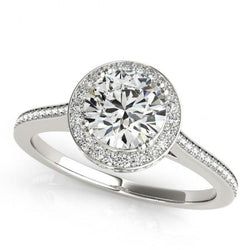 Anello di fidanzamento in oro bianco massiccio 14 carati con diamanti rotondi Halo da 2.25 carati