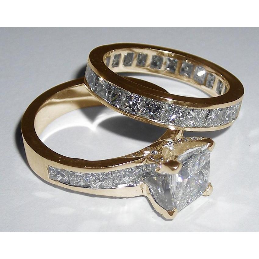 Anello di fidanzamento in oro fantasia con diamanti taglio principessa da 3 carati - harrychadent.it