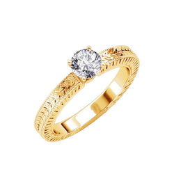 Anello di fidanzamento in oro giallo con diamante a taglio rotondo da 1,50 ct