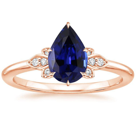 Anello di fidanzamento in oro rosa con diamante zaffiro di Ceylon taglio a pera 7.25 carati - harrychadent.it
