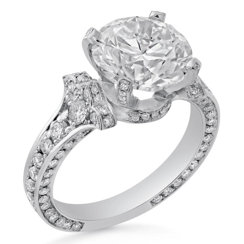 Anello di fidanzamento in stile antico con diamante rotondo 4,75 carati in oro bianco 14K - harrychadent.it